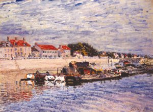 Barges on the Loing at Saint-Mammes by Alfred Sisley Oil Painting