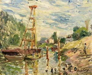Bateau de Charge sur le Loing by Alfred Sisley Oil Painting