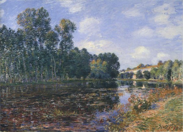 Main Product Photo of Bend in the River Loing in Summer Painting by Alfred Sisley