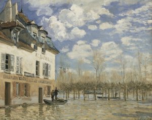 Boat in the Flood at Port Marly by Alfred Sisley Oil Painting
