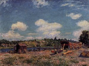 Boatyard at Saint-Mammes by Alfred Sisley Oil Painting