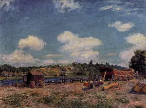 Boatyard at Saint-Mammes Oil painting by Alfred Sisley