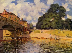 Bridge at Hampton Court by Alfred Sisley - Oil Painting Reproduction