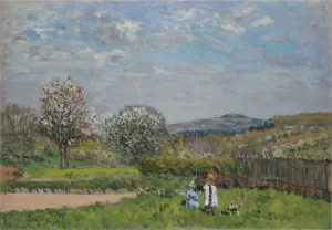 Children Playing in the Fields by Alfred Sisley Oil Painting