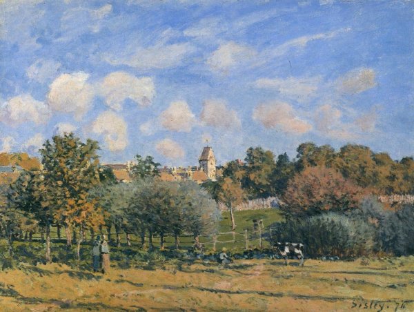 Church at Noisy Le Roi in Autumn by Alfred Sisley - Hand-Painted Oil Painting Reproduction