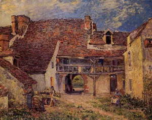 Courtyard of a Farm at Saint-Mammes by Alfred Sisley - Oil Painting Reproduction