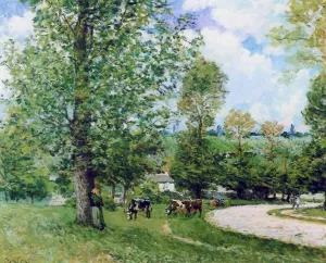 Cow Pasture near Louveciennes by Alfred Sisley Oil Painting