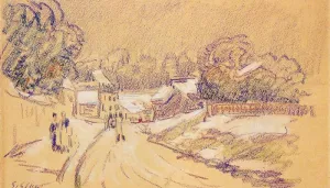 Early Snow at Louveciennes by Alfred Sisley - Oil Painting Reproduction