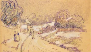 Early Snow at Louveciennes by Alfred Sisley Oil Painting