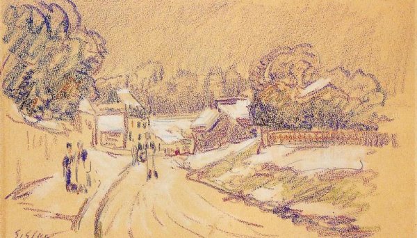 Early Snow at Louveciennes by Alfred Sisley - Hand-Painted Oil Painting Reproduction