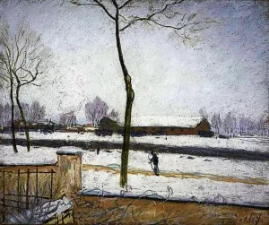 Effet de Neige also known as Snow Effect by Alfred Sisley - Oil Painting Reproduction