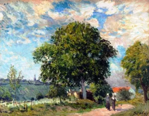 Entrance to the Village by Alfred Sisley - Oil Painting Reproduction