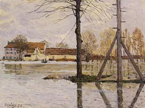 Ferry to the Ile-de-la-Loge, Flood painting by Alfred Sisley