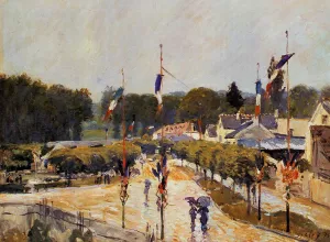 Fete Day at Marly le Roi The Fourteenth of July at Marly le Roi by Alfred Sisley - Oil Painting Reproduction