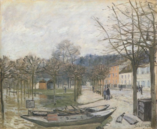 Flood at Port Marly by Alfred Sisley - Hand-Painted Oil Painting Reproduction