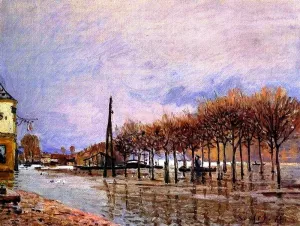 Flood at Port-Marly by Alfred Sisley - Oil Painting Reproduction