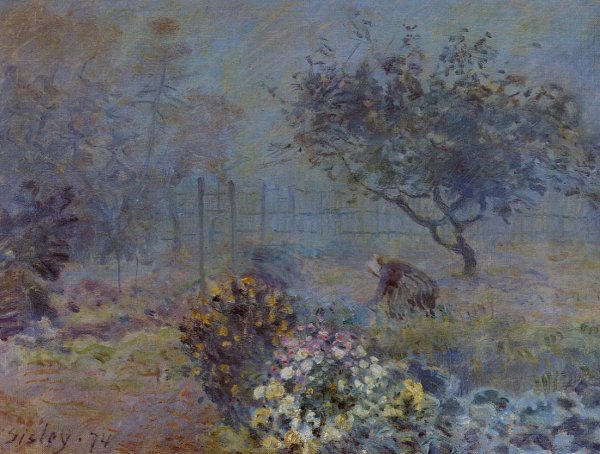Foggy Morning, Voisins by Alfred Sisley - Hand-Painted Oil Painting Reproduction