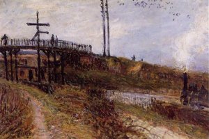 Footbridge over the Railroad at Sevres by Alfred Sisley Oil Painting