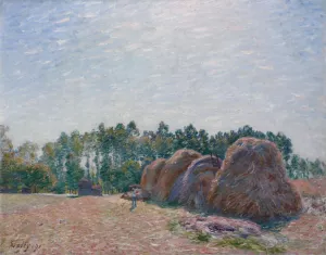 Haystacks at Moret - Morning Light by Alfred Sisley - Oil Painting Reproduction