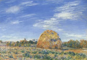 Haystacks in Moret in October by Alfred Sisley Oil Painting