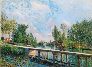La Passerelle - Chemin De Halage Du Canal Du Loing Oil painting by Alfred Sisley