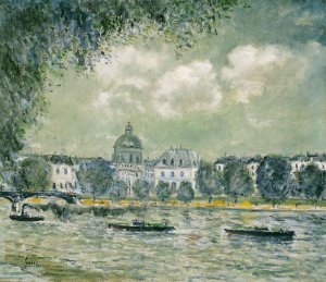 Landscape along the Seine with the Institut de France and the Pont des Arts by Alfred Sisley Oil Painting