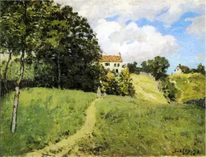 Landscape with Houses by Alfred Sisley Oil Painting