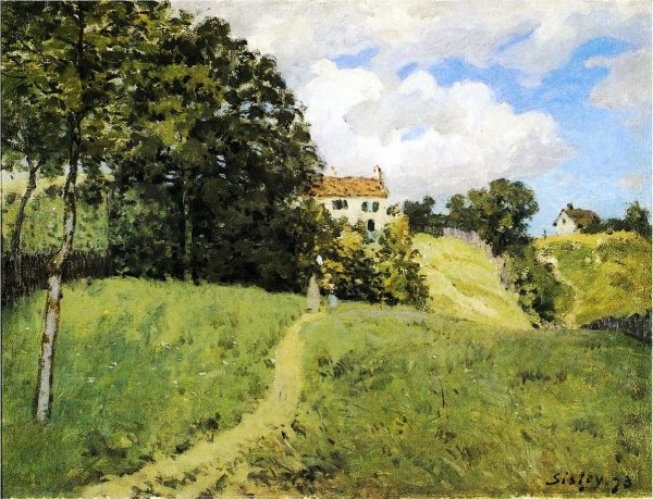 Main Product Photo of Landscape with Houses Painting by Alfred Sisley