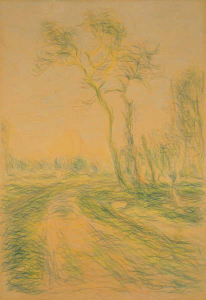 Landscape with Trees  by Alfred Sisley - Hand-Painted Oil Painting Reproduction