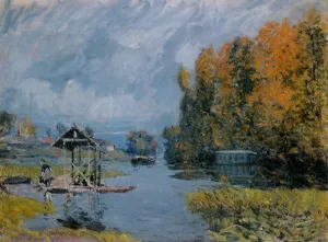 Laundry Houses at Bougival Oil painting by Alfred Sisley