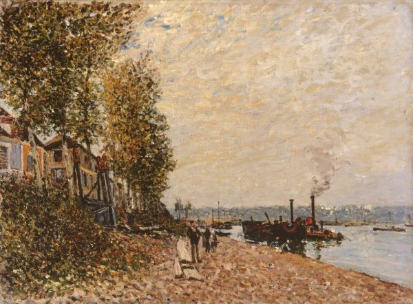 Le remorqueur, le Loing a Saint-Mammes  by Alfred Sisley - Hand-Painted Oil Painting Reproduction