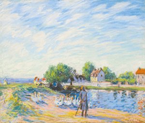 Les Oies a Saint-Mammes by Alfred Sisley Oil Painting