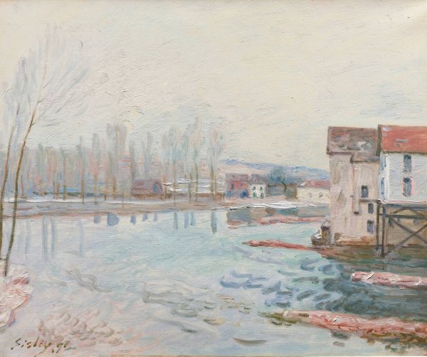L'hiver a Moret  by Alfred Sisley - Hand-Painted Oil Painting Reproduction