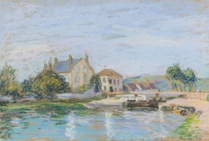 Maisons Au Bord De L'ecluse De La Gazonne by Alfred Sisley Oil Painting