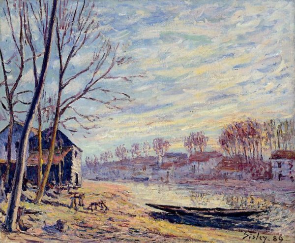 Matrat Cottages by Alfred Sisley - Hand-Painted Oil Painting Reproduction