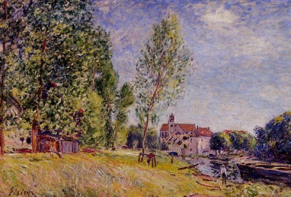 Matratat's Boatyard, Moret-sur-Loing by Alfred Sisley - Hand-Painted Oil Painting Reproduction