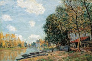 Moret- The Banks of the River Loing by Alfred Sisley Oil Painting