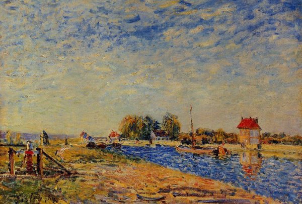 Morning Sun, Saint-Mammes by Alfred Sisley - Hand-Painted Oil Painting Reproduction