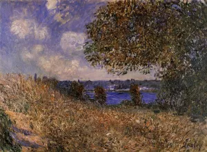 Near the Bank of the Seine at By painting by Alfred Sisley