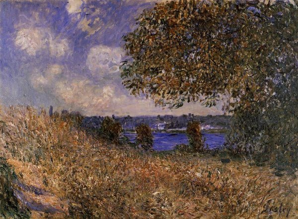 Near the Bank of the Seine at By by Alfred Sisley - Hand-Painted Oil Painting Reproduction
