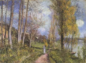 Near the Seine at By by Alfred Sisley Oil Painting