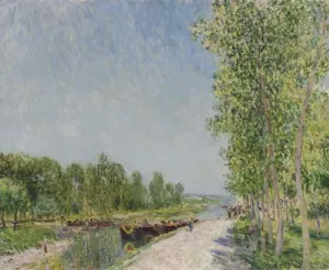 On the Banks of the Loing Canal by Alfred Sisley - Oil Painting Reproduction