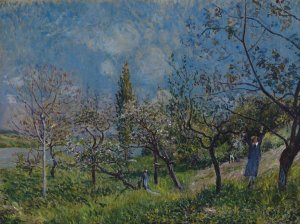 Orchard in Spring by Alfred Sisley Oil Painting