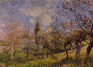 Orchard in Spring by Alfred Sisley - Oil Painting Reproduction