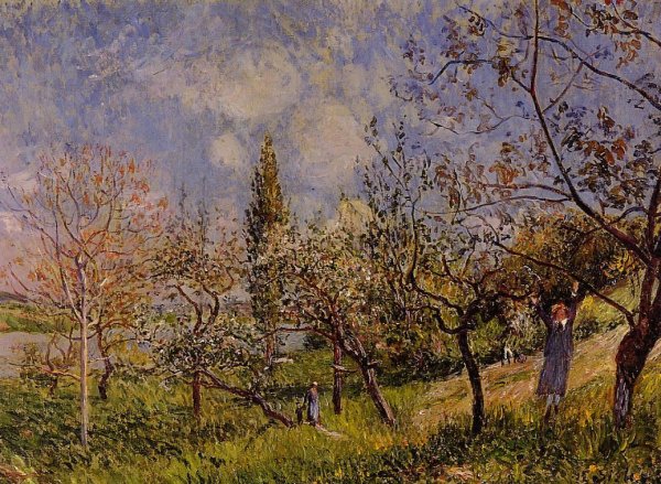 Main Product Photo of Orchard in Spring Painting by Alfred Sisley