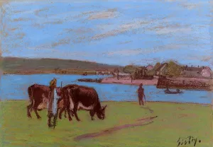 Pasture by the Seine by Alfred Sisley - Oil Painting Reproduction