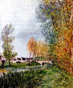 Pont on the Orvanne by Alfred Sisley - Oil Painting Reproduction