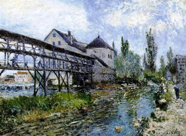 Main Product Photo of Provencher's Mill at Moret Painting by Alfred Sisley
