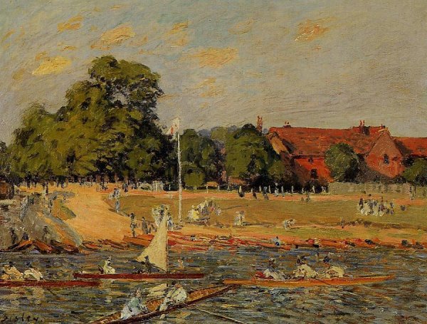 Regatta at Hampton Court by Alfred Sisley - Hand-Painted Oil Painting Reproduction