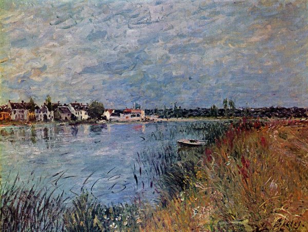 Main Product Photo of Riverbank at Saint-Mammes Painting by Alfred Sisley